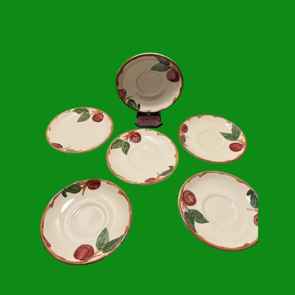 6 Vintage Franciscan Dinner Ware Apple Pattern  5 7/8" saucers California
